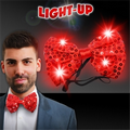 Light Up Flashing LED Sequin Bow Tie (Red)